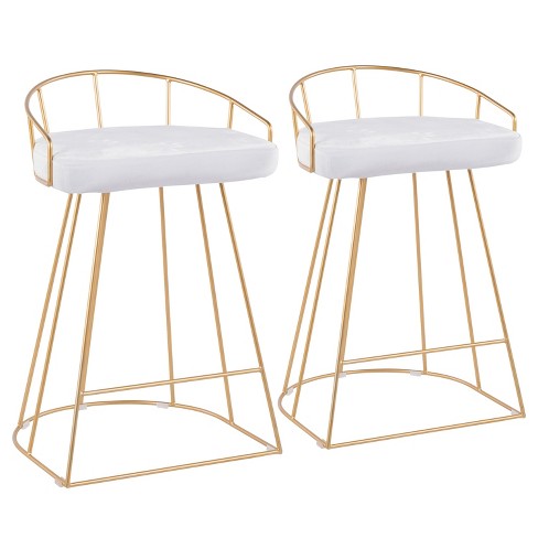 Set Of 2 Canary 26" Contemporary Glam Counter Height Barstools White/gold - Lumisource : Target