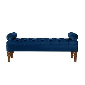 TiramisuBest Velvet Tufted Bedroom Bench, Upholstered Long Window Bench with Bolster, Entryway Bench for Living Room, Violet - 1 of 4