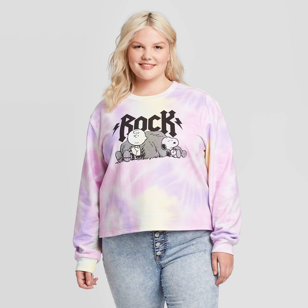 Women's Peanuts Plus Size Rock Cropped Sweatshirt (Juniors') - 2X, Women's, Size: 2XL, MultiColored was $21.99 now $12.09 (45.0% off)