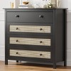 Modern Versatile Storage Cabinet with 4 Drawers & Faux Rattan Doors, Accent Cabinet Sideboard for Kitchen, Bedroom, Living Room, Hallway-Tanpinhause - 2 of 4
