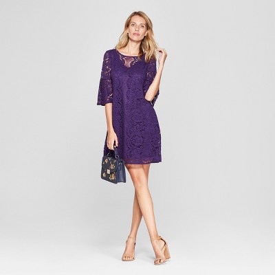 lavender bell sleeve dress