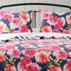 Greenland Home Fashions Peony Posy Navy Sham, 100% Microfiber Face, Reversible Coastal Design with Decorative Ties - 3 of 3