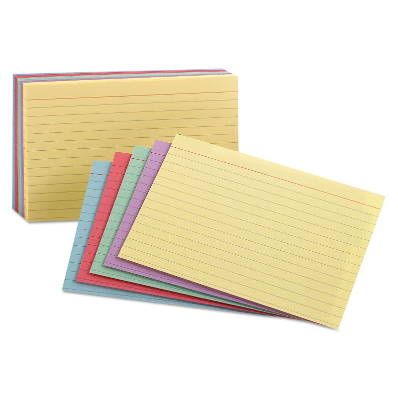 Oxford Ruled Index Cards 3 x 5 Blue/Violet/Canary/Green/Cherry 100/Pack 40280, 1 of 2