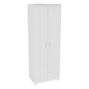 Morganton 2 Door Storage Cabinet White - Polifurniture: Modern Design, 3 Cubbies, 2 Hooks, Melamine Finish - 1 of 4