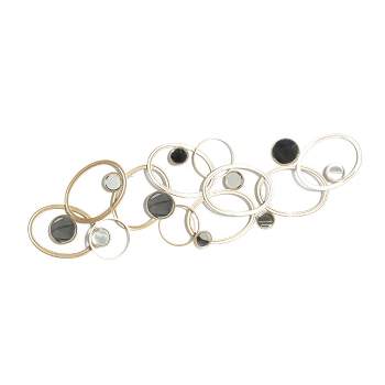 Metal Geometric Wall Decor with Round Mirrored Accents - Olivia & May