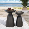 Vynxaria Patio End Tables - Set of 2, Black Flared Design, Modern Outdoor Side Tables - 3 of 4