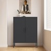 Metal Storage Cabinet with Doors and Adjustable Shelves, Freestanding Sideboard Buffet Cabinets, Utility Cabinet Accent Cabinet for Living Room - 3 of 4