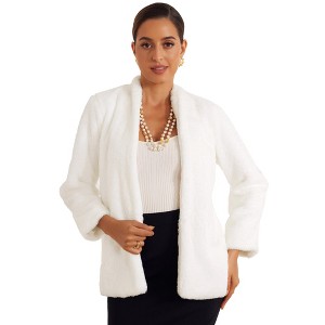 Allegra K Women's Faux Fur Long Sleeve Open Front Fluffy Jacket with Pockets - 1 of 4
