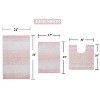 Gradiation Bathroom Decor, Washable Rug, Bathroom Mat, Bathroom Rug Set, Bath Mat Set, Bath Floor Mat Non-Slip, 3 Pcs Set with Contour, Pink - 3 of 4