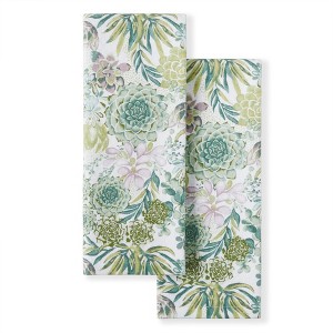 Martha Stewart Succulents Dual Purpose Kitchen Towel 2-Pack Set, Green, 16"x28" - 1 of 2