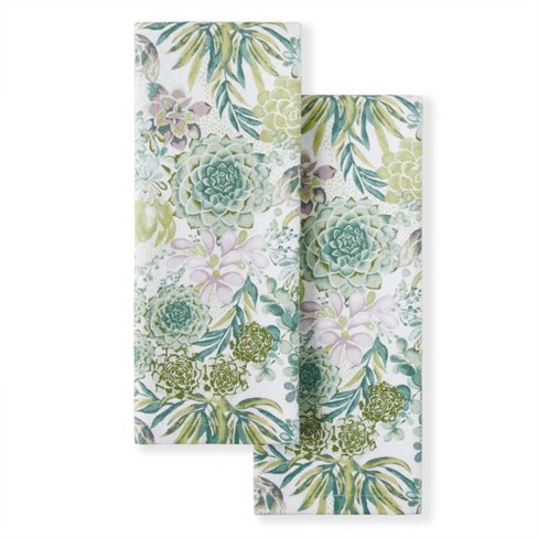 Martha Stewart Succulents Dual Purpose Kitchen Towel 2-Pack Set, Green, 16"x28" - image 1 of 2