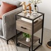 ODK 1PCS Nightstands, Beside Table with Storage Drawer, Small End Table with Steel Frame and Tempered Glass Top, Bedroom, Black and Rustic Brown - 4 of 4
