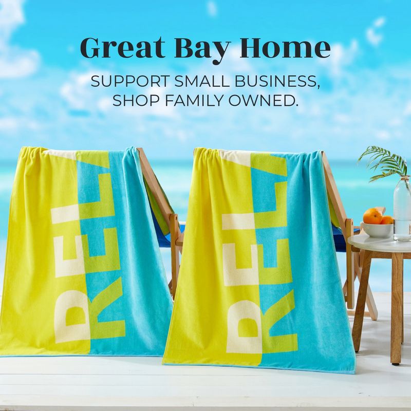 Cotton Vibrant Color Printed 2-Pack Beach Towel - Great Bay Home, 4 of 9