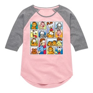 Girls' - Garfield - Friends Shirt Tail Raglan Graphic T-shirt - 1 of 4