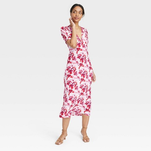 Women's Crepe Midi Slip Dress - A New Day™ Red Floral Xl : Target