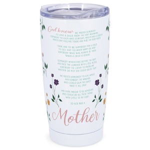 Elanze Designs 20 oz Stainless Steel On the Go Insulated Travel Tumbler With Push Top Lid, God Made a Mother Flower White - 1 of 4