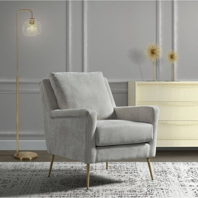 Mid-Century Modern Gray Wood Accent Chair with Gold Legs
