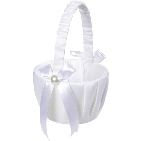 Juvale White Flower Girl Basket For Wedding Reception Rose Petals, Cute ...