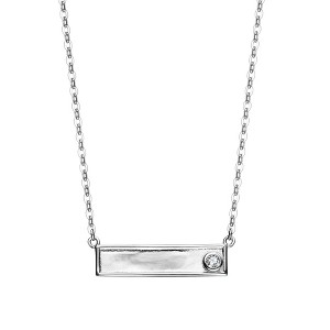 "White Gold Plated Bar Necklace Adorned with Lab-Created Colored Cubic Zirconia – A Chic and Vibrant Jewelry Piece" - 1 of 3