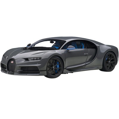 2019 Bugatti Chiron Sport Jet Gray with Blue Interior 1/18 Model Car by Autoart