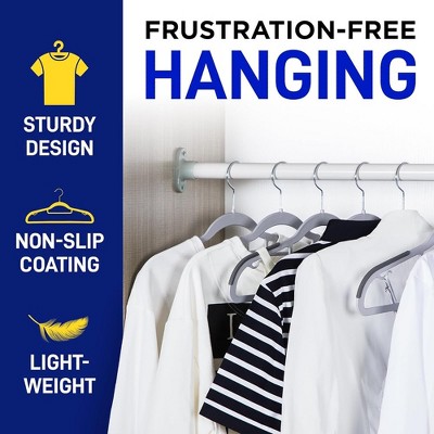 Gray Heavy Duty Plastic Non-Slip Clothes Hanger Set - 30 Pieces