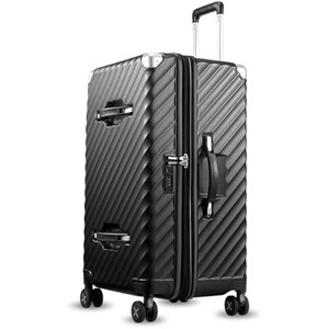 LUGGEX 28 Inch Trunk Luggage Expandable with Spinner Shock Absorbing Wheels, Checked Large 28 Inch, Charcoal Metallic - 1 of 4