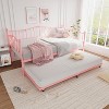 Twin Size Metal Daybed Frame with Trundle, Twin Size Day Bed with Pull-Out Trundle, Heart Design, with Steel Slats Support - 2 of 4