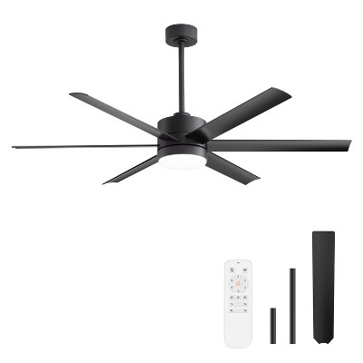 Airsurfer 60-in Color-Changing Integrated LED Matte Black with Black Blades Ceiling Fan With Light - Remote Included ( 6 -Blade )