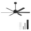 Airsurfer 60-in Color-Changing Integrated LED Matte Black with Black Blades Ceiling Fan With Light - Remote Included ( 6 -Blade ) - 2 of 4