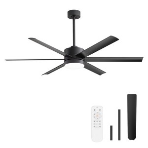 Airsurfer 60-in Color-Changing Integrated LED Matte Black with Black Blades Ceiling Fan With Light - Remote Included ( 6 -Blade ) - 1 of 4