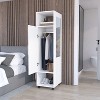 Gulches Modern 63" Tall Wardrobe One-Door Cabinet with Mirror, 3 Shelves, Casters, Hanging Rod, White - 2 of 4