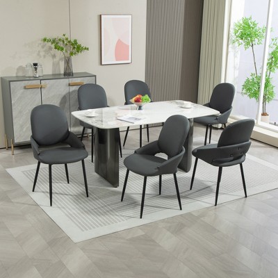DYHOME Dining Chairs Modern Kitchen Chairs Set of 6, PU Leather Restaurant Chairs