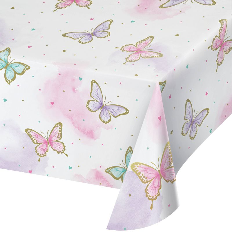 3ct Golden Butterfly Paper Tablecloth Pink, 1 of 4
