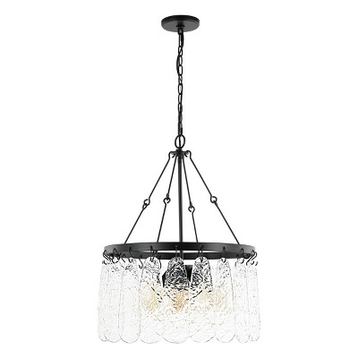 Selene Black Iron and Crystal 4-Light Chandelier