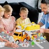 Light Up Construction Truck with 4 Vehicles Playmat Music Toy for Toddlers 3-5 Years Yellow - 2 of 4