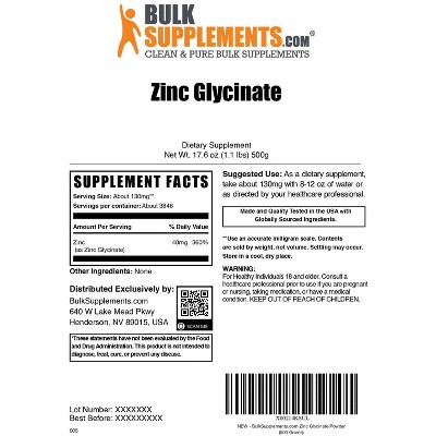 BulkSupplements Zinc Glycinate Powder