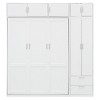 Queen Size Wall Murphy Bed Space Saving Foldable Bed with Wardrobe, Drawers, Top Cabinet and Storage Shelves, White/Gray-ModernLuxe - 4 of 4