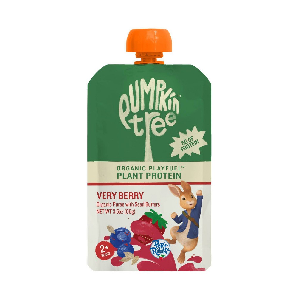 Peter Rabbit Organics Pumpkin Tree Organic Playfuel Plant Protein Very Berry Pouch - 3.5oz: Toddler, Pureed Baby Meals, Ready to Eat
