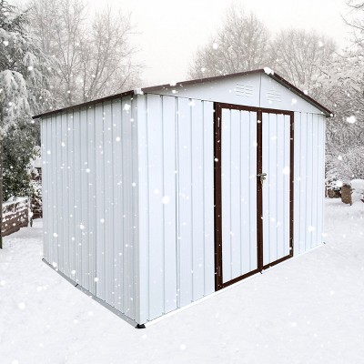 6x8ft Metal Garden Shed with Window & Hinged Door, Outdoor Storage Shed with Lock,  Weatherproof - Coolbibila
