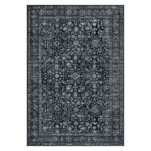 Coolmee Area Rug Washable Soft Distressed Floral Rugs, Non-Slip Low-Pile Vintage Neutral Carpet for Entryway Bedroom Living RoomGray - 1 of 4