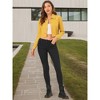 Allegra K Women's Turn Down Frayed Button Down Washed Cropped Denim Jacket - 3 of 4