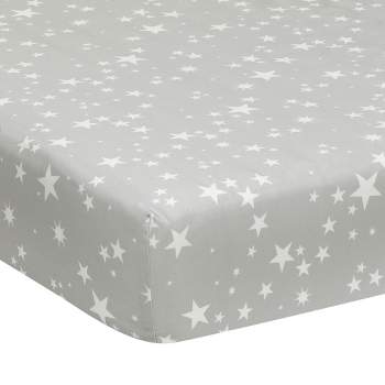 Lambs & Ivy Milky Way Gray/White Stars 100% Cotton Baby Fitted Crib Sheet