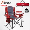 Romswi Outdoor Potable Camp Chair Oversized Folding Camping Chair with Adjustable Arm Straps, 450lbs Capacity Cup Holder Cooler Bag, Red 2-Pack - 2 of 4