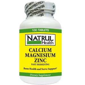 NatRul Health Calcium Magnesium Zinc Tablets for Bone Strength, Muscle Support, and Immune Health   100 Tablets - 1 of 4