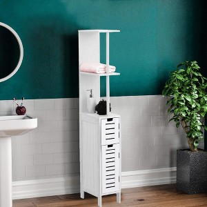 Evideco French Home Goods Slim Storage Cabinet Freestanding Bathroom Organizer with Shelves and Magnetic Door - 1 of 4