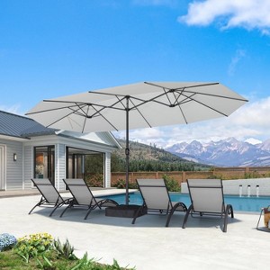 PURPLE LEAF 15ft Patio Market Umbrella and Base Double-Sided Rectangle Outdoor Table Sun Umbrellas with Crank - 1 of 1