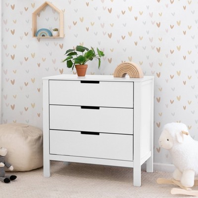 Colby Modern White 3-Drawer Nursery Dresser with Soft Close