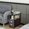 Costway Set of 2 End Bedside Table Rectangular Nightstand W/ 2 Drawers & Shelf Espresso - 4 of 4