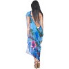 LA LEELA Women's Beachwear Summer Bikini Wraps Beach Wrap Cover up Sarong Coverups Swimsuit Swimwear Swim Cover Ups for Womens One Size Blue,Floral - 3 of 4