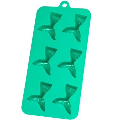 HIC Mermaid Tails Silicone Ice Cube Tray and Baking Mold, Teal